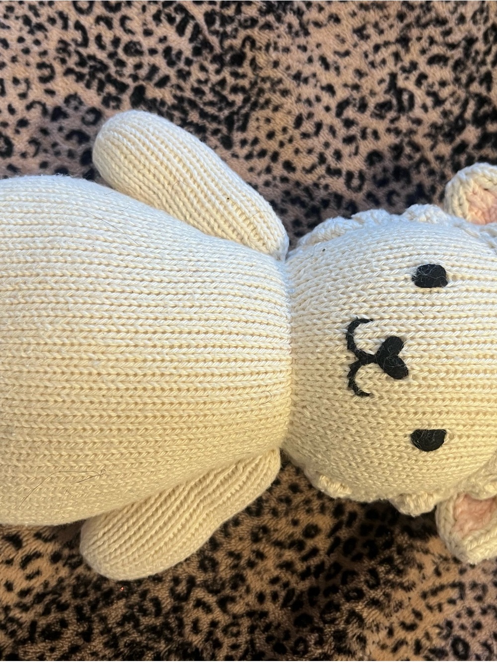 Handknit Cream Lamb Plush Toy